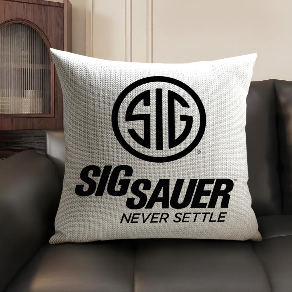 S-Sig Sauer Cushion Cover Summer Breathable Linen Organic Fabric Double-Sided Printing Sofa Pillow Case Home Decor
