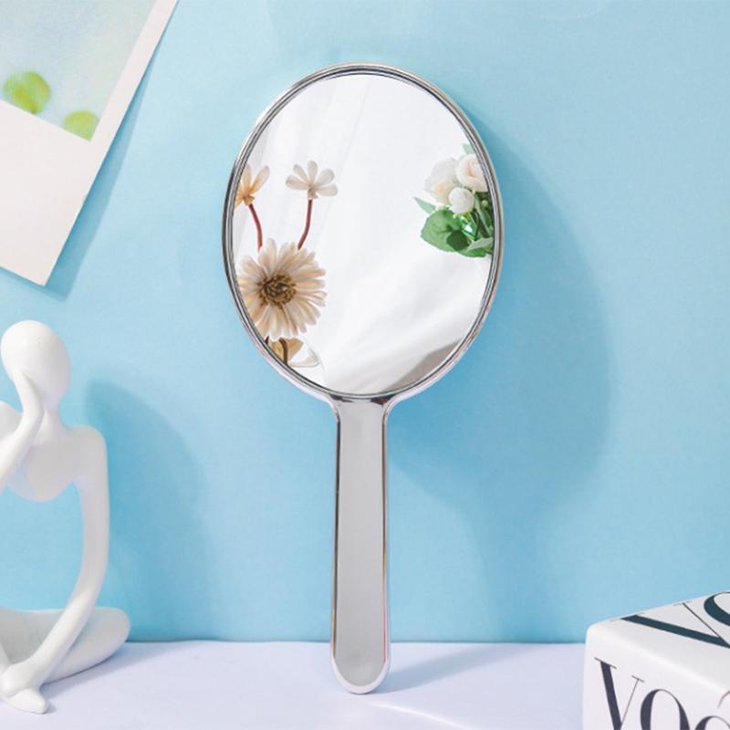 Liquid Oval Shape Mirror Mini Hand-Held Desktop Cosmetic Makeup Mirror Travel Metallic Portable Beauty Mirror For Handbag