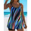 Women's Swimwear Tankini 2 Piece Swimsuit  Leopard Print Vacation Bathing Suits