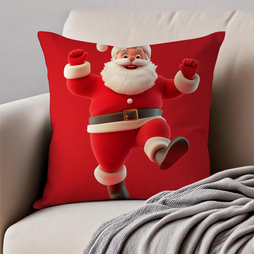 Santa Claus Cushion Cover Pillowcase Antidustmite Invisible Zipper Short Plush Sofa Cushion