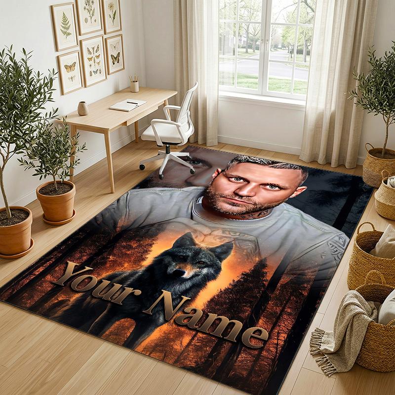 Personalized Crystal Velvet Carpet,Kontra K Custom Printed Name, Plush Area Rug For Home Indoor Decor