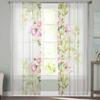 Holzmaserung Frühling Pflanze Kirschblüte Tüll Gardinen für Wohnzimmer Schlafzimmer Küche für Fenster Voile Vorhänge Home Decor