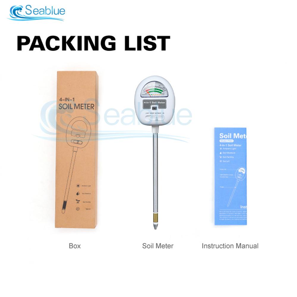 4in1 Soil Tester Moisture/Light/PH/Fertility Soil Moisture Sensor Meter 90 Degree Rotating Soil Temperature PH Monitor Detector