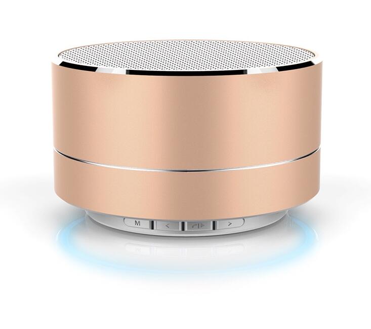 Reflective LED Light Metal Round Shape Bluetooth Speaker A10 Pink
