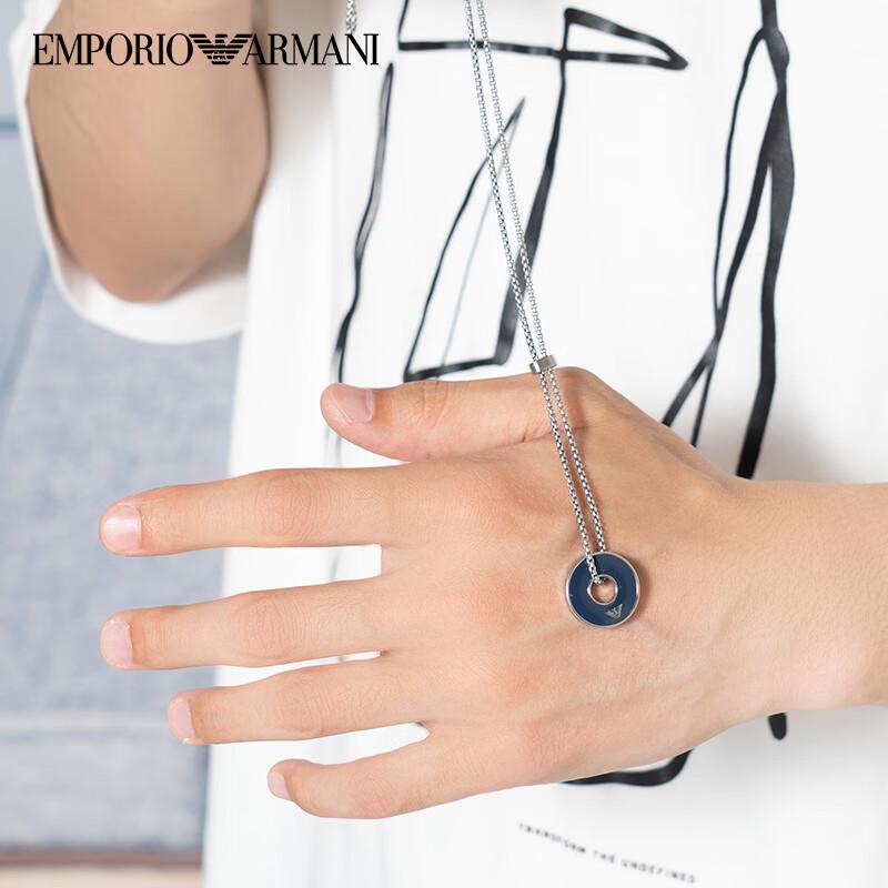 Emporio Armani Simple Peace Buckle Pendant Stainless Steel Necklace Men Necklace EGS2609040