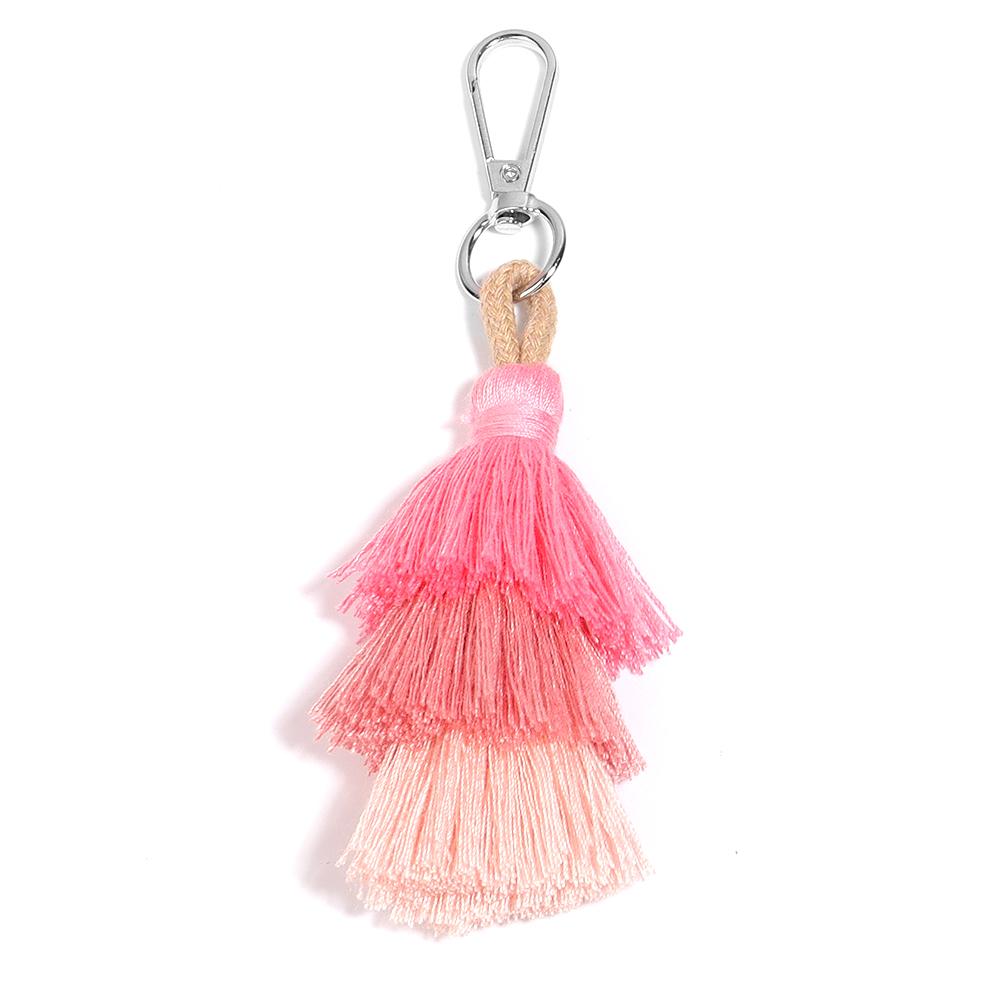 1pc Colorful 3-Layer Tassels Keychains Bohemian Simple Key Rings For DIY Handmade Key Chains Keyrings Handbag Decor Accessories
