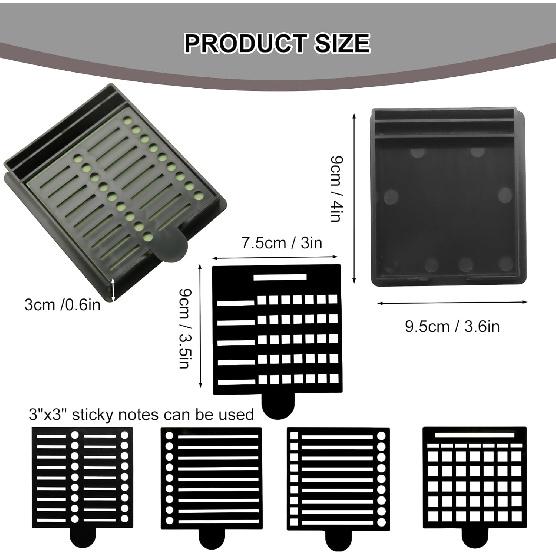 Sticky Note Holder with Five Different Templates & Sticky Notes,Dispenser Applicable Size 3x3 Inches, Sticky Stencil & Holder Suitable for Home or