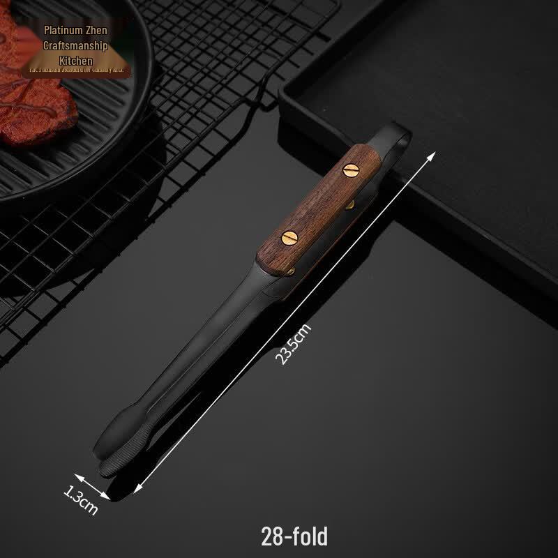 304 Stainless Steel BBQ Tongs with Wooden Handle