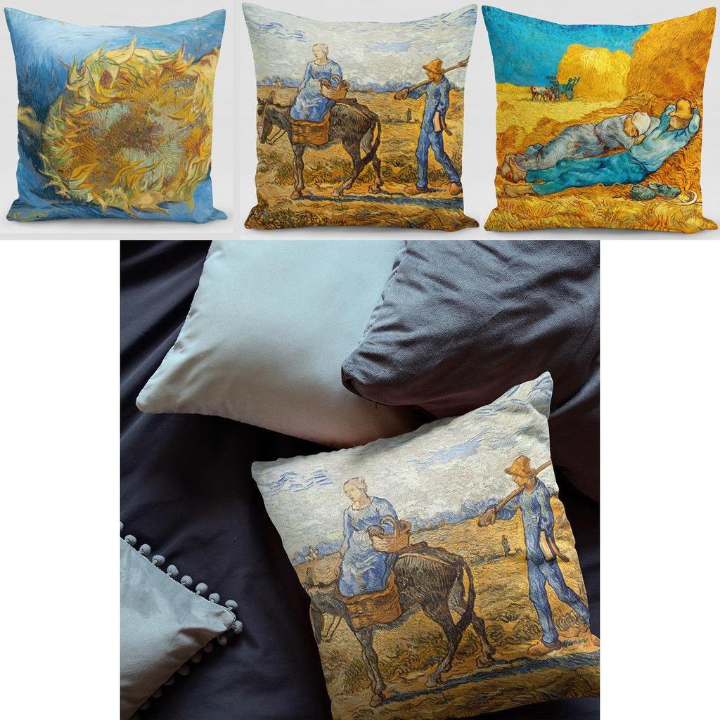 Luxurious Vincent Van Gogh Oil Painting Cotton Linen Pillow Case Sofa Cushion Cover