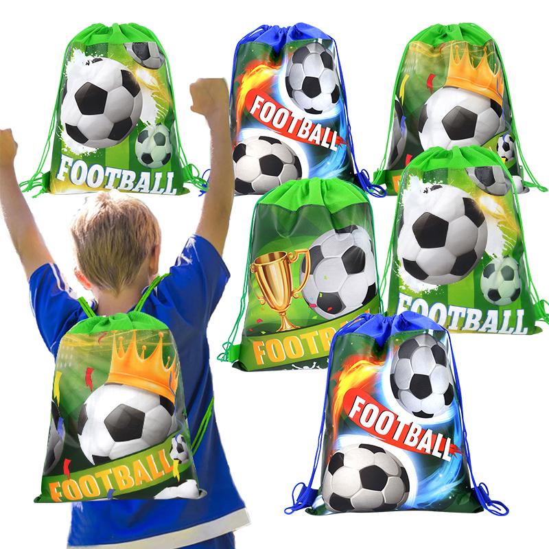 Football Backpack Soccer Ball Drawstring Gift Storage Bags Kids Sports Theme Party Favors for Guests Happy Birthday Party Supply
