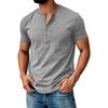 Herren Sommer Kurzarm Henley Hemd Baumwolle Lässig Knopfleiste Pullover Leicht Weiche Passform Oberteil