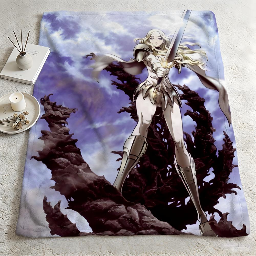 Anime CClaymoree Throw Warm Soft Flannel Blanket Multiuse for Sofa Bed Camping Travel Nap