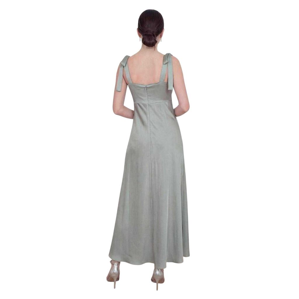 Luxe Dames Satine Bandeau Schouder Bruidsmeisjes Maxi Jurk