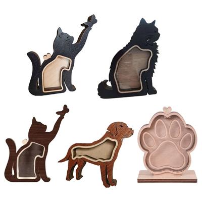 Wood Pet Hair Keepsakes Box Dog Cats Sculpture For Customizable Pet Name Memorial Display Handmade Home Tabletop Decors