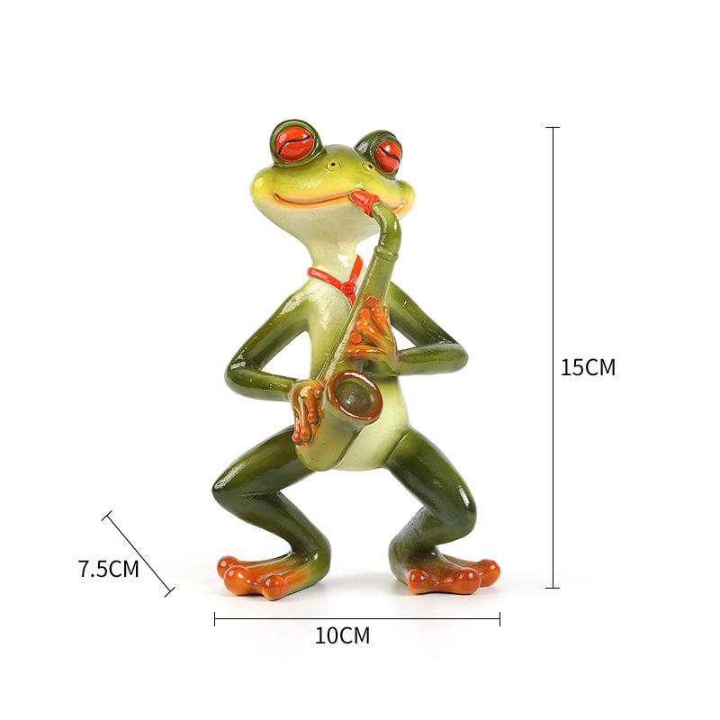 Miniature Frog Garden Statue Frog Band Musical Instrument Figurine Fairy Garden Accessories Decor for Patio Balcony Indoor Table