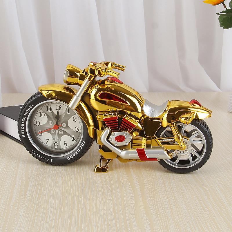 A Large Motorcycle Alarm Clock, Home Decoration Ornament, Children's Bedside Clock, Desktop Decoration
