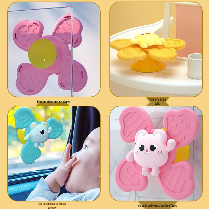TikTok Trendy Baby Teething Suction Toy: Spinning Rattle for Dining Tables