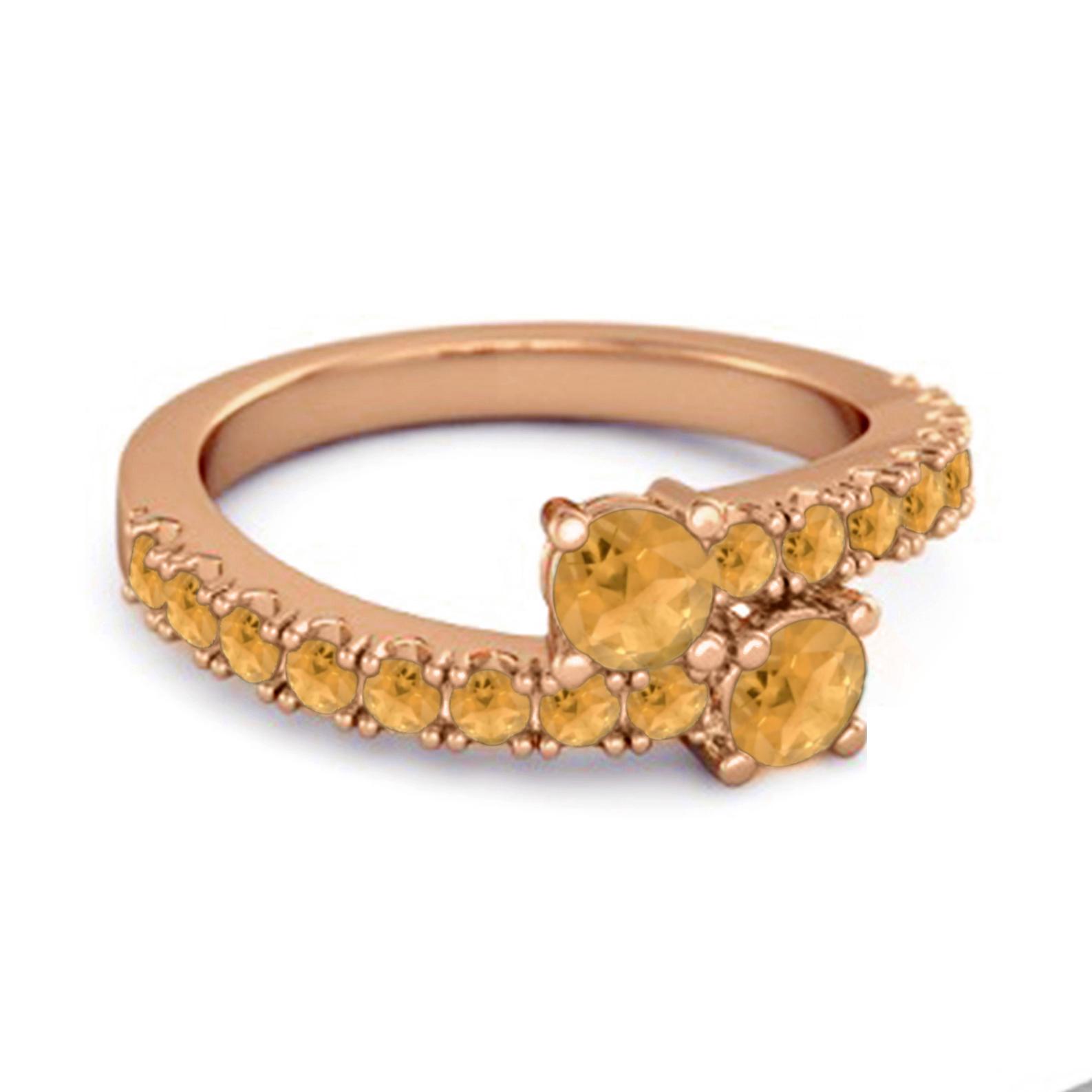 

Citrine Twisted Halo Accent Design Ring - 925 Sterling Silver Rose Gold Vermeil 7.5 Яскраво-рожевий