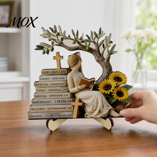 Statua di Bambina in Legno per Libreria Statuetta da Lettura, Statua Stabile Stile Pastorale Decorazione Squisita da Scrivania Decorazione, Ornamento Artistico Curativo,