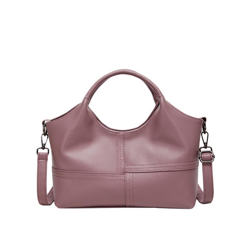 2025 Women's Soft Leather Shoulder Bag: Large Capacity, Fashionable Stitch Design, Perfect for Moms