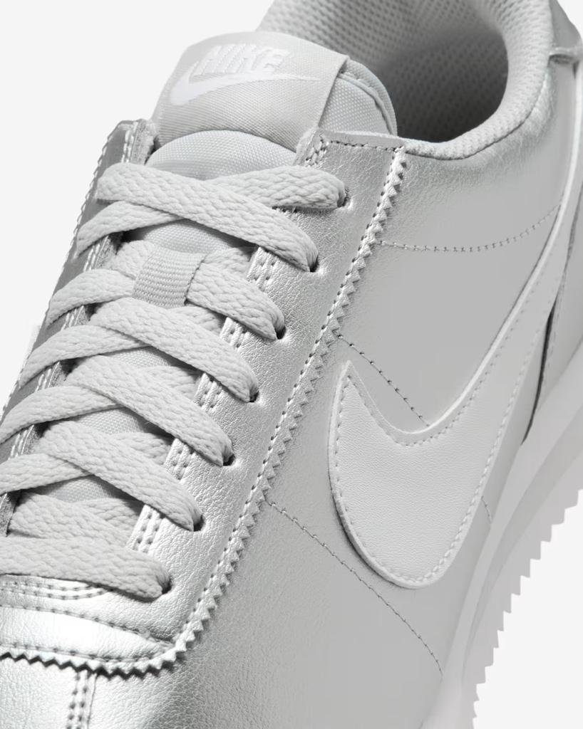 IR0042-001 Nike Cortez Metallic SilverGrey Fog White (Women's)