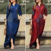 Turn-Down Collar Long Sleeve Women Dress with Pocket Geometry Pattern Single Breasted Shirt