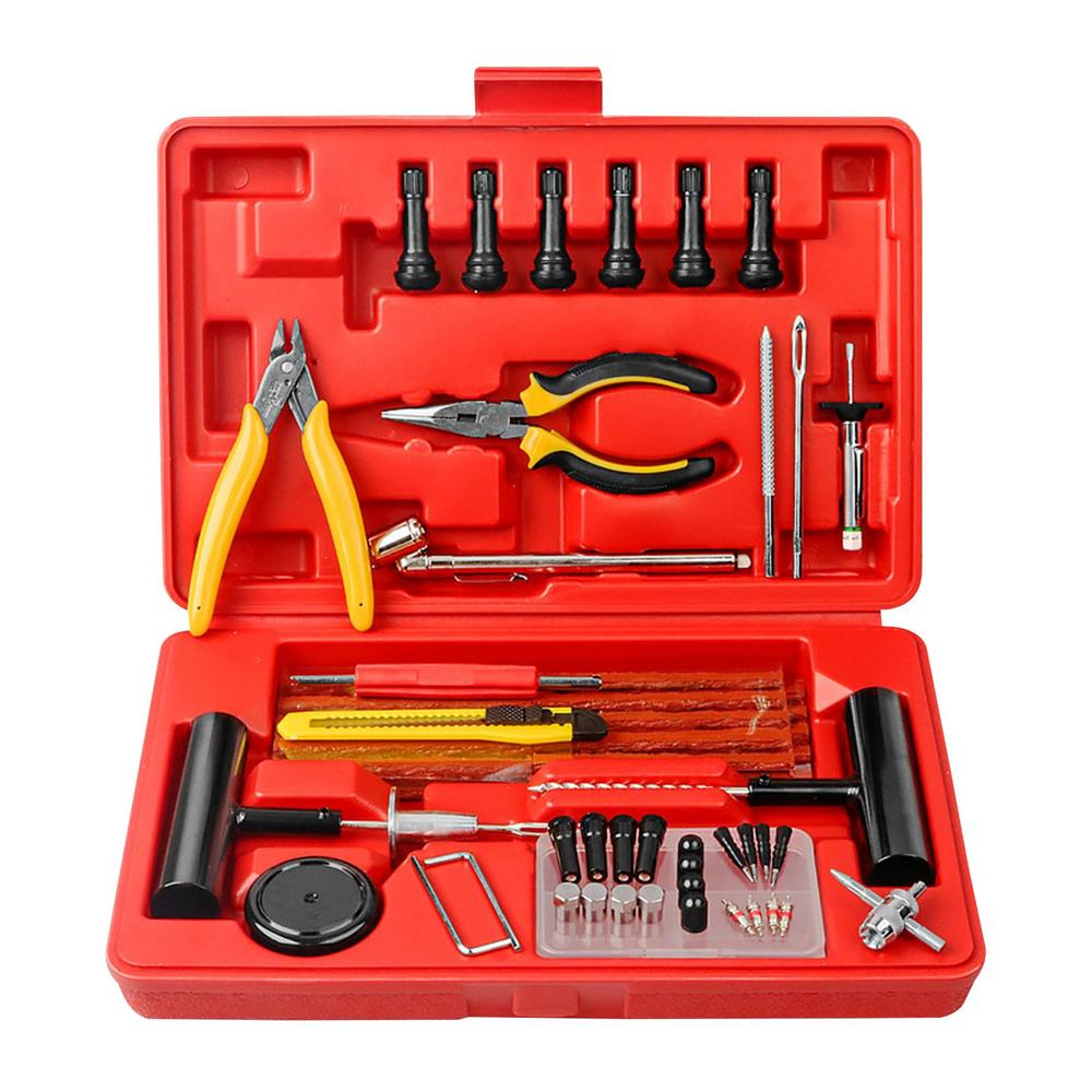 Flat Tire Kit Portable Tyre Repair Kits 74pcs Repair Kit For Quick Recovery Plug Flats Patch Kit Tools To Fix Punctures