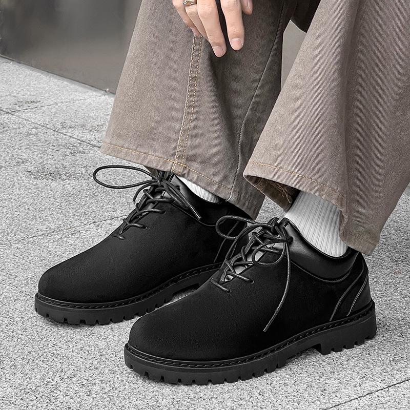 2026 Spring/Autumn Retro Versatile Men's Leather Lace-up Work Boots - British Style Casual Martin Boots