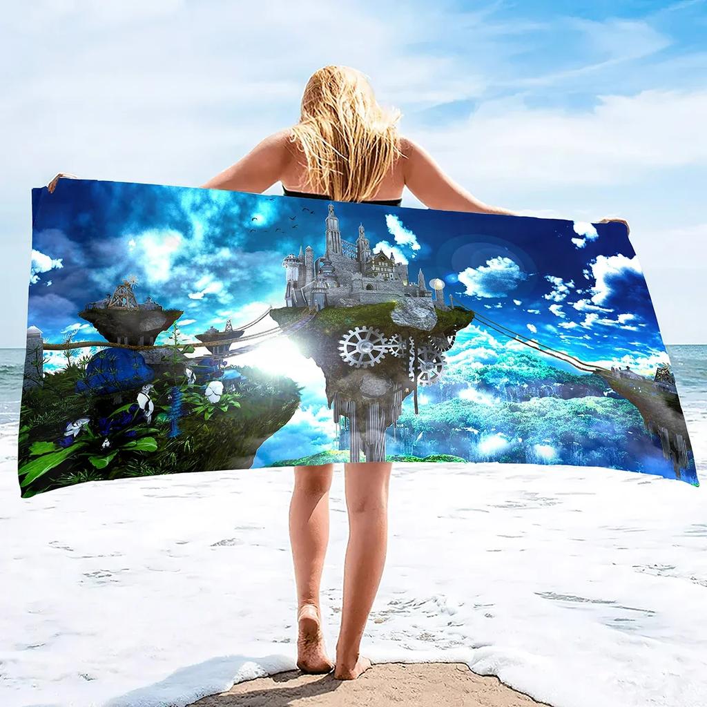 Microfiber Beach Towel Oversized,Sand Free Beach Towels for Girls, Fantasy Castle Bath Towel Large,Absorbent Soft Bathroom Towel