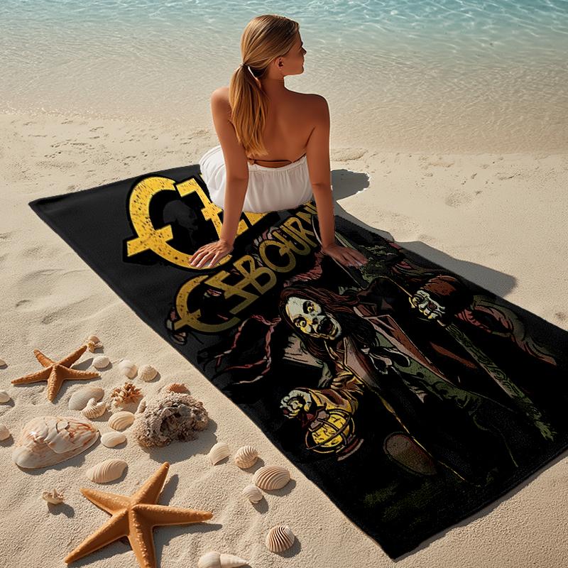 proof beach towel with a Ozzy Madman pattern - soft,absorbent,quick-drying,machine washable - perfect for swimming,camping,bathing