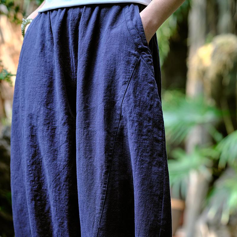 Women's Plus Size Cotton-Linen Zen Tai Chi Pants - 2025 Spring/Summer Retro Style