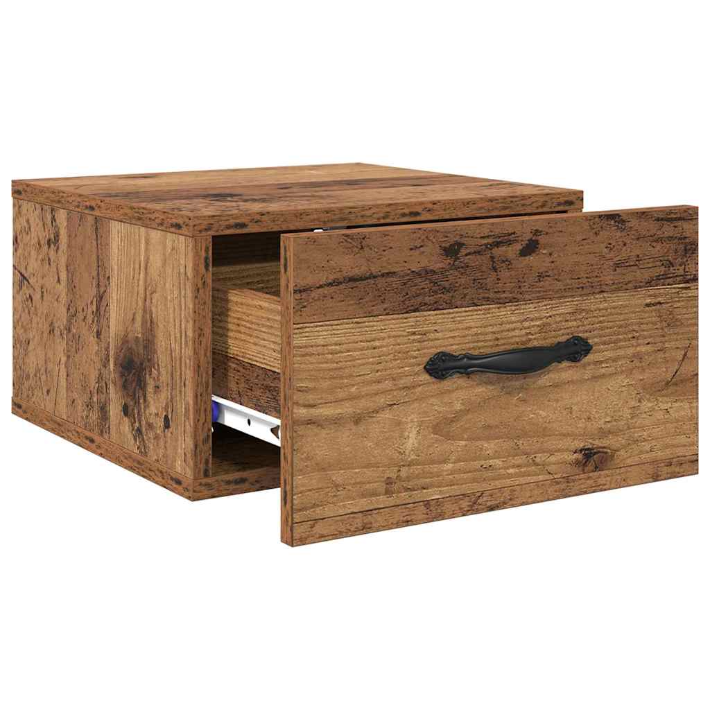 Wall Mounted Nightstand with Drawers Rustic Wood Look 35 x 35 x 20 cm Wood Based Material