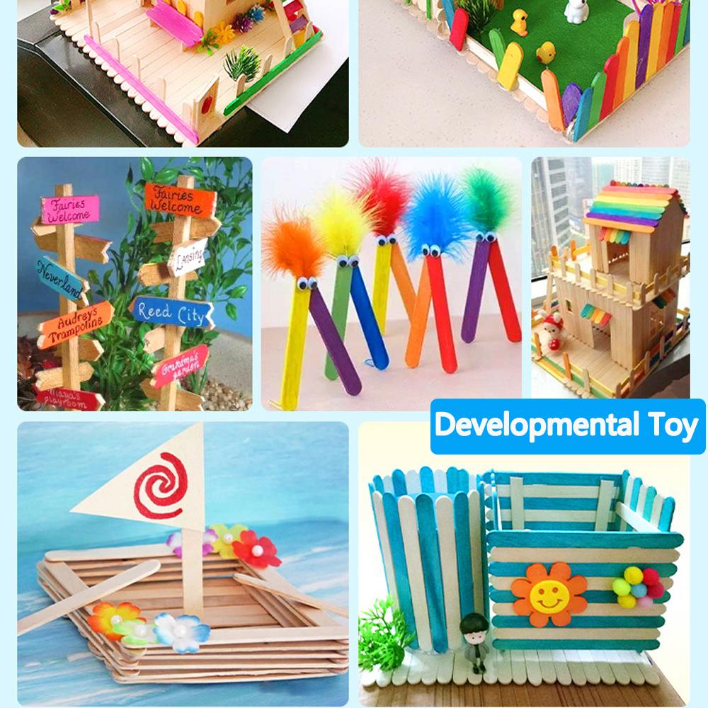 30/100/500Pcs Ice Cream Popsicle Sticks Natural Wooden Sticks Ice Cream Spoon Hand Crafts Art Ice Cream Lolly Kitchen Cake Tools