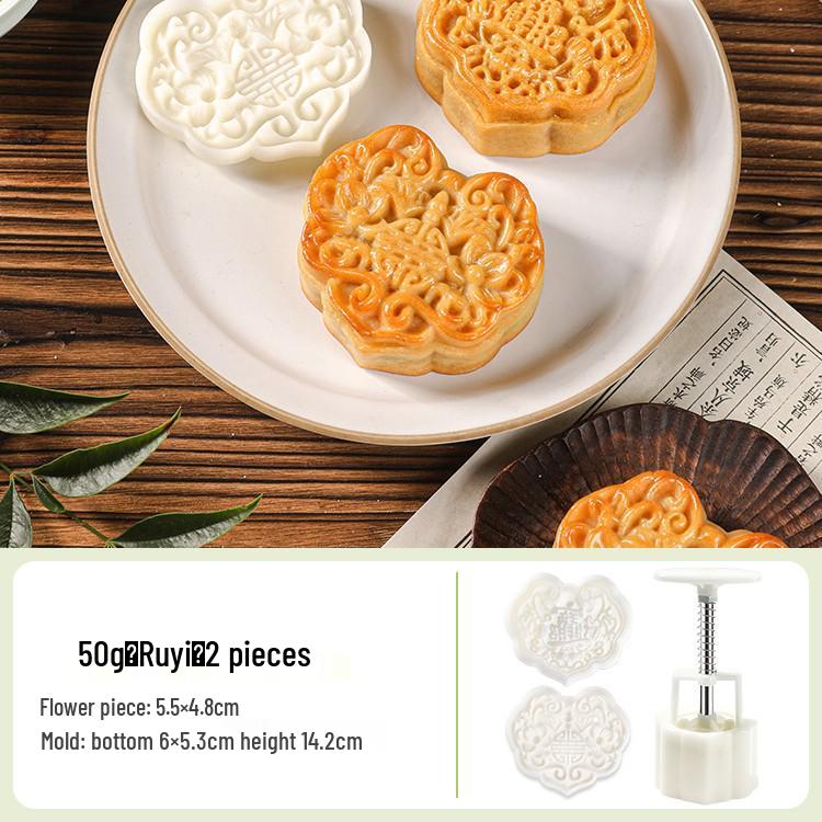 Set di Stampini per Torta Lunare di Metà Autunno: Strumento Manuale per Pressare Pasticcini alla Pelle di Ghiaccio e Fagioli Mung