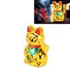 4 Zoll Solare Glückskatze mit winkendem Arm Solarbetrieben Feng Shui Glückskatzen Glücksbringende winkende Reichtumskatze Heimdekoration Gold MLY23056 4