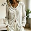 Button Down Shirts Fall Winter Women Velvet Shirt, Regular Fit Long Sleeve Autumn Shirt Top, Soft Solid Color Lapel Collar Blouse for Lady Breathable