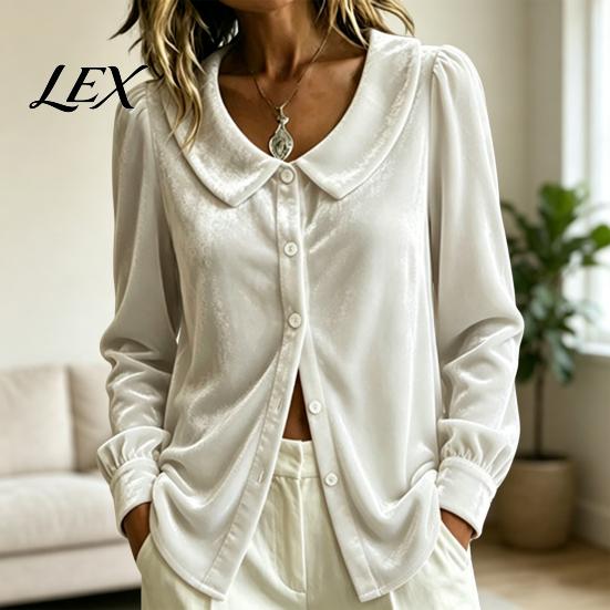 Button Down Shirts Fall Winter Women Velvet Shirt, Regular Fit Long Sleeve Autumn Shirt Top, Soft Solid Color Lapel Collar Blouse for Lady Breathable