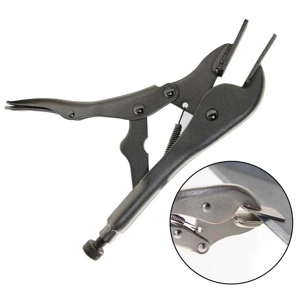 8 Inch Locking Sheet Clamp Welding Locking Plier Curved Jaw Alloy Steel Nickel Plated Tool for Metal Forming and Assembly Tasks
