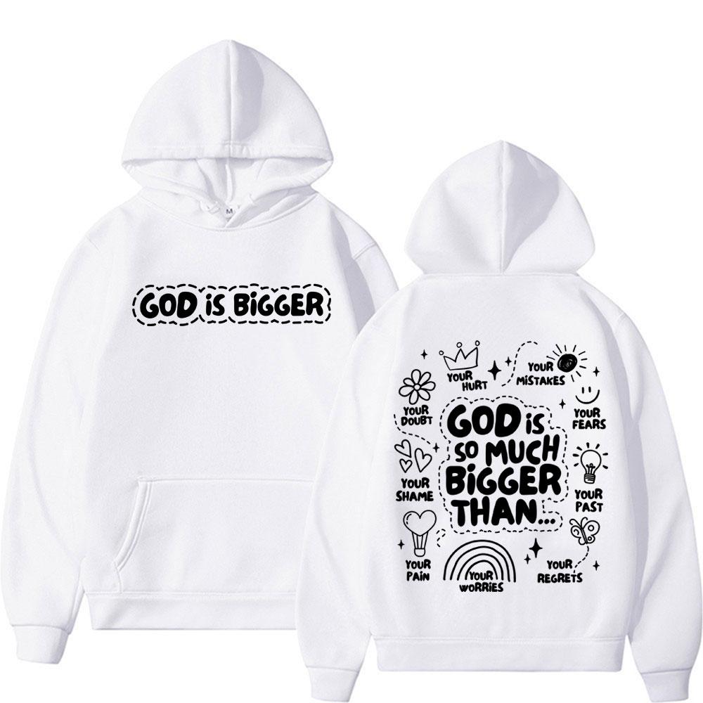 Gott ist so viel größer als Herbst und Winter Druck Hoodie Geprägt Retro Bibel Christlich Jesus Doodle Männer