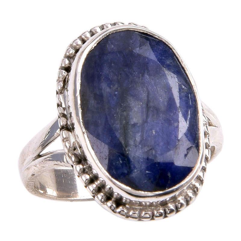 Sapphire(Simulated) Gemstone Handmade 925 Sterling Silver Jewelry Ring S.6 p4N62