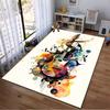 Colorful Artistic Guitar Watercolor Pattern Abstract Music Carpet Design Suitable for Use As an Anti-slip for Living Room Bedroom Sofas