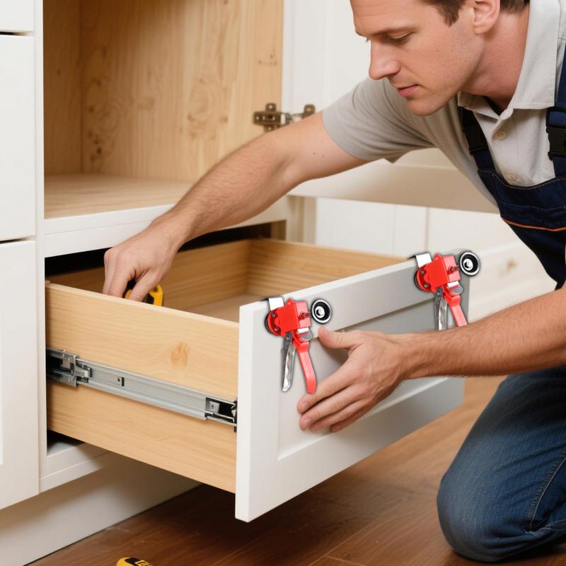 Drawer Jig Stainless Steel Drawer Front Clamps Rust-Resistant Precision Efficient Mounting Tool For Kitchen Bedroom Living Room