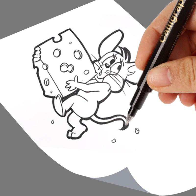 4 Stück/Set Schönschriftstift mit weichen Haaren, Große, Mittlere und Kleine Buchstaben, Sehr feines Skizzieren, Skizzieren kann mit Tinte hinzugefügt werden, Übungsheft-Kopie,