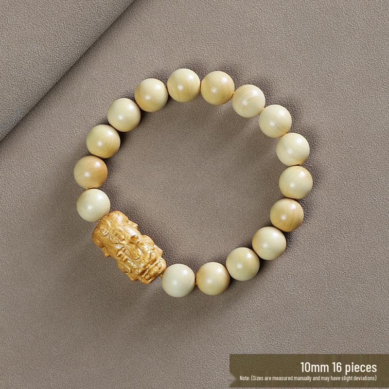 Small Leaf Boxwood Rosary: 108 Solid Wood Buddhist Beads Unisex Bracelet - High Density Sinking Wood