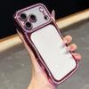 KEYSION Plating Transparent Wavy Rhinestone Phone Case for iPhone 13 14 15 16 17 Pro Max Air 16 Plus Lens Protector Shockproof Cover