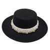 French Pearl Top Hat Women'S Sunscreen Sun Hat Elegant Retro Felt Hat Model Jazz Hat Foreign Woolen Hat