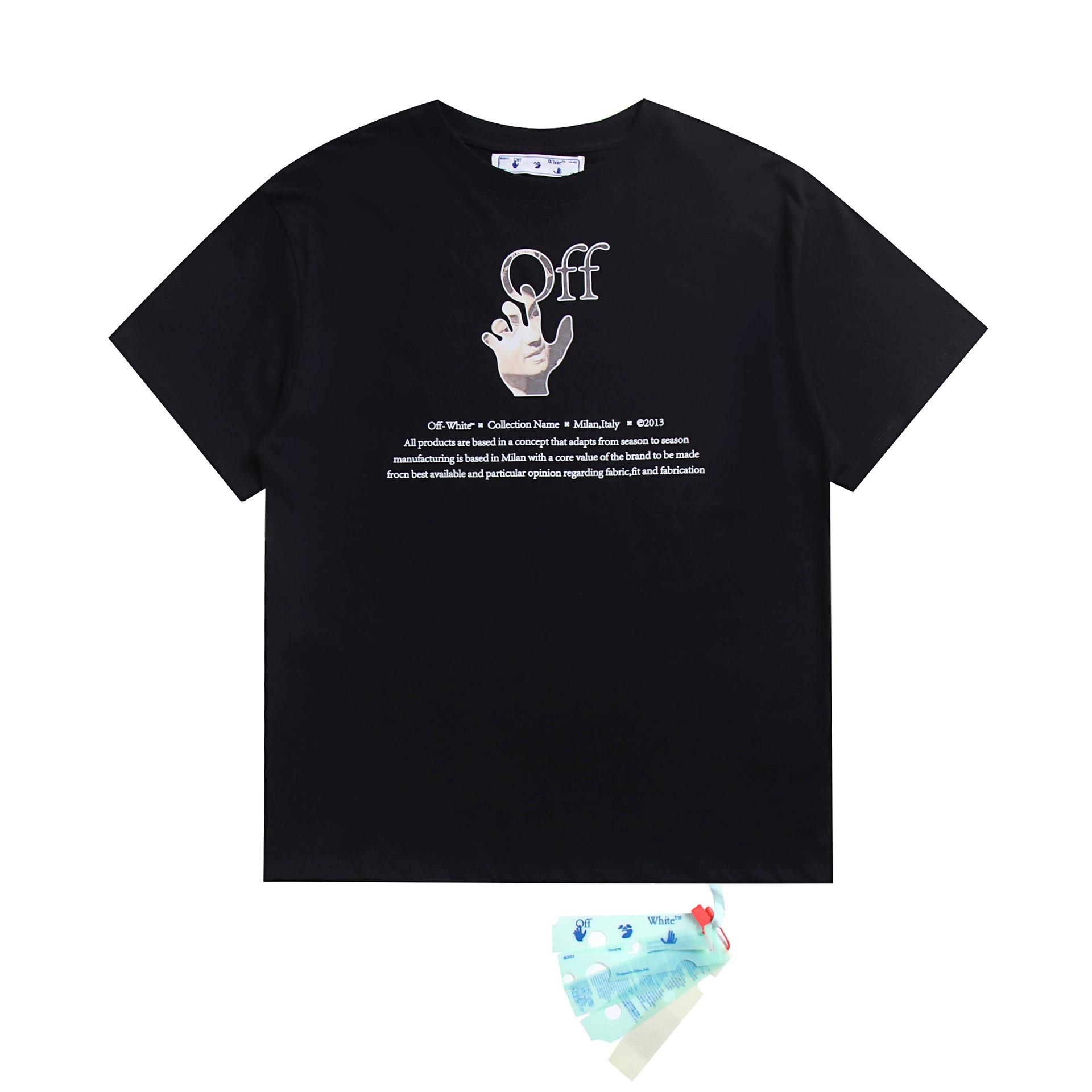 

Off-White Летняя новинка 2025 года, футболка с короткими рукавами и принтом в виде пальмовых букв для мужчин и женщин, парная футболка S чёрный