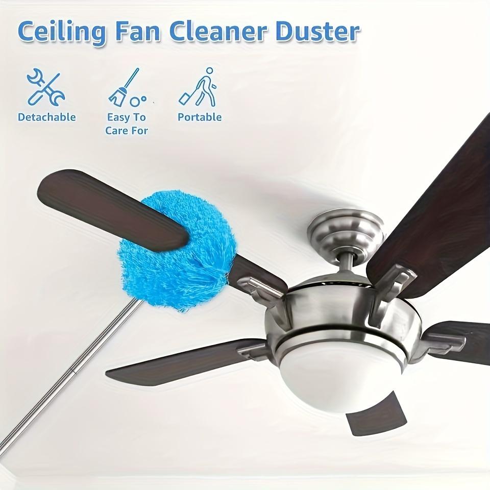 1pc Microfiber Ceiling Fan Duster with Telescopic Rod - Washable & Reusable, Perfect for High Ceilings, Furniture, Cars, and Hard-to-Reach Areas