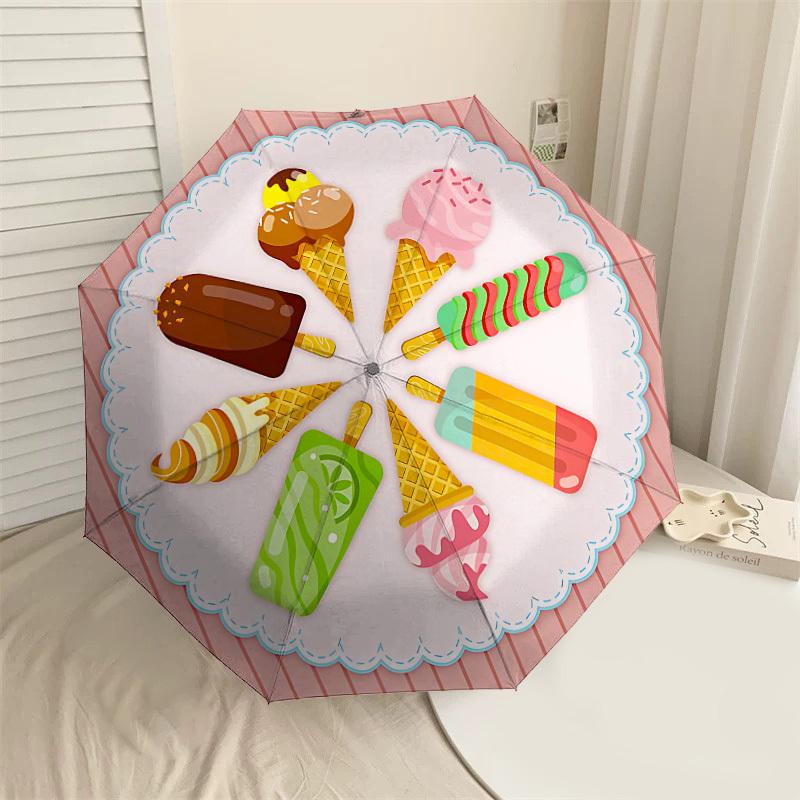 

1PC ice cream, sweets Umbrella-8-Rib Reinforced, Automatic Open, Lightweight & Durable, Cute Fashion Accessory for Outdoor-T167