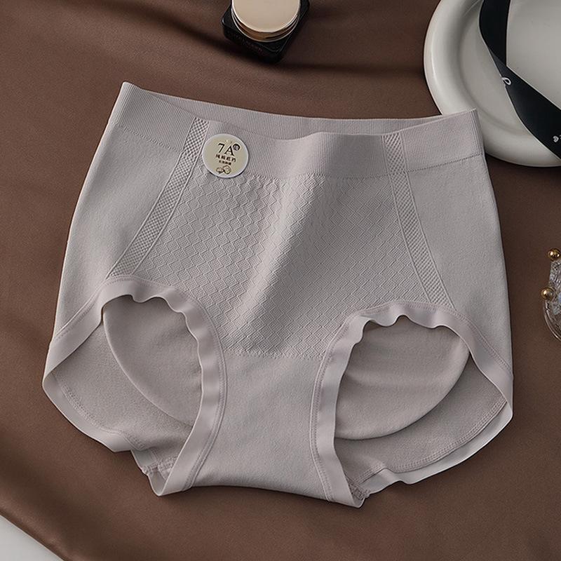

Ladies Autumn and Winter New Cotton Anti Bacterial Crotches Belly Lift Hip Comfortable High Waist Briefs One Size сірий колір/фіолетовий